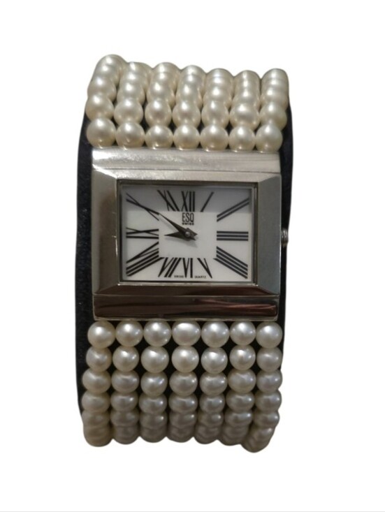 Esq Accessories - ESQ Pearl Multi-Strand Bracelet Watch in Cream